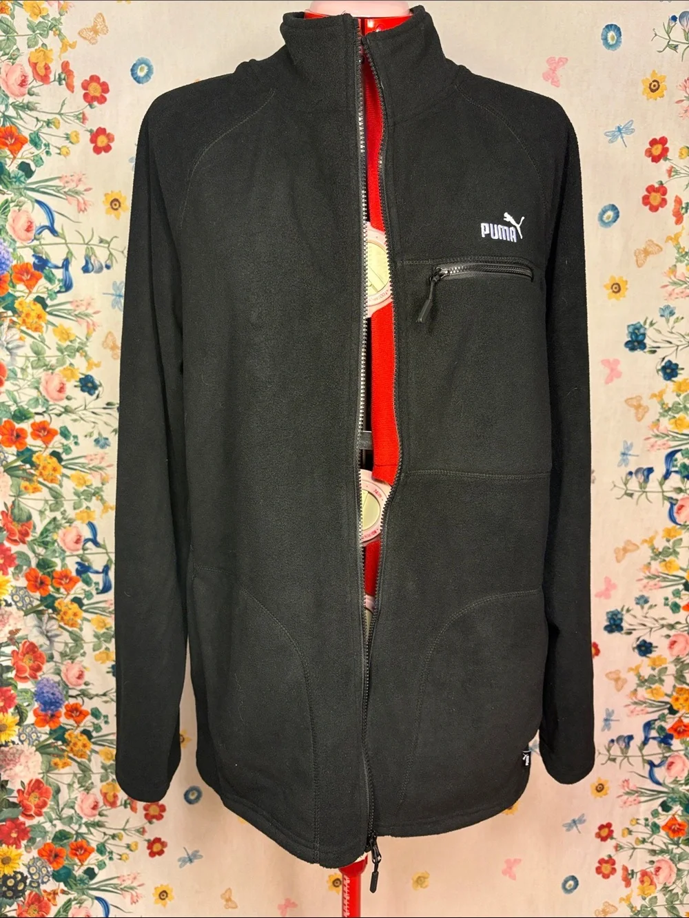 Puma - Black Full-Zip Fleece Jacket w/ Chest Pocket Workout Athleisure Comfy NWT